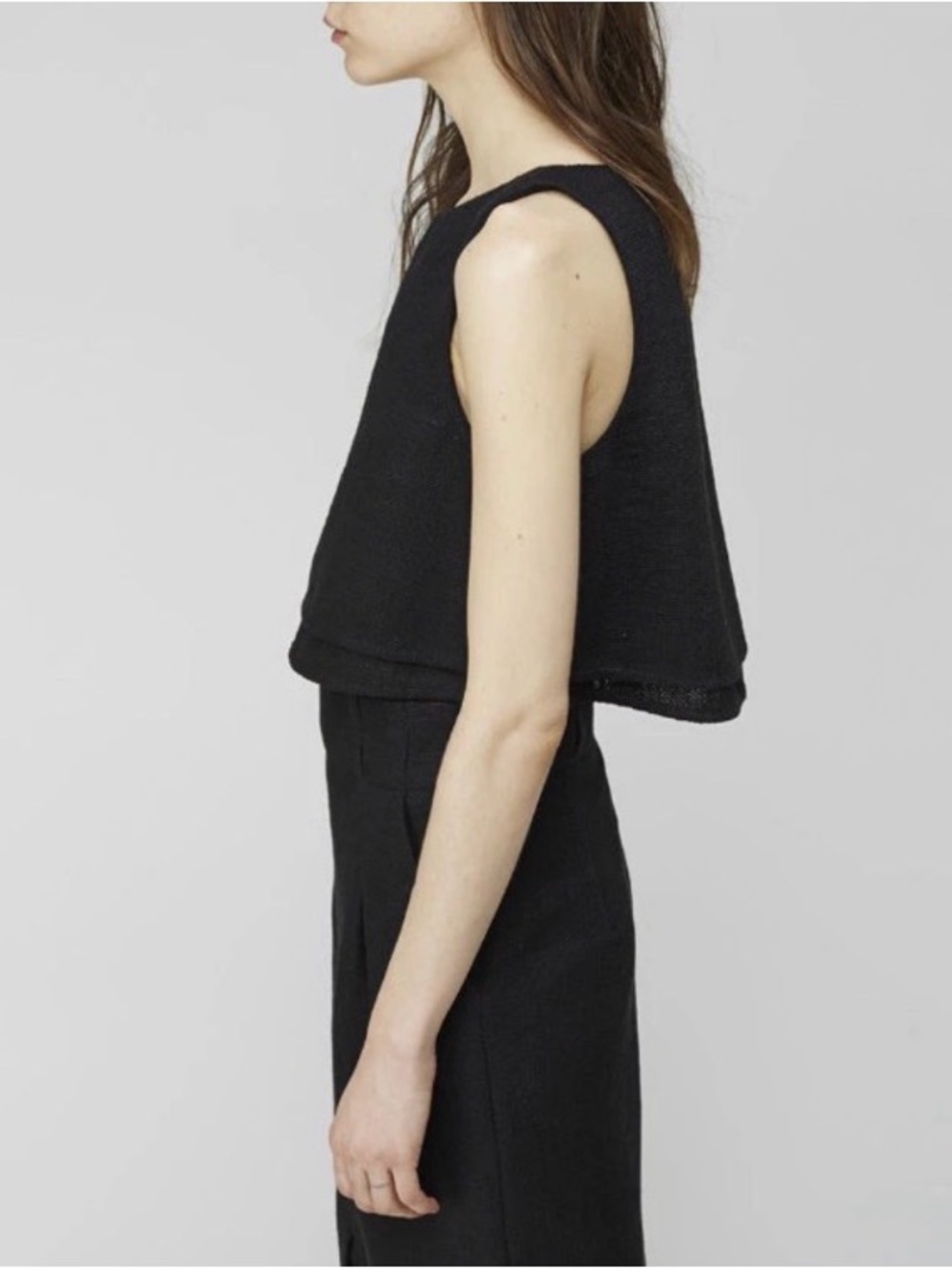 Apiece Apart Black High Neck Woven Crop Sleeveless Top Size 6 EUC